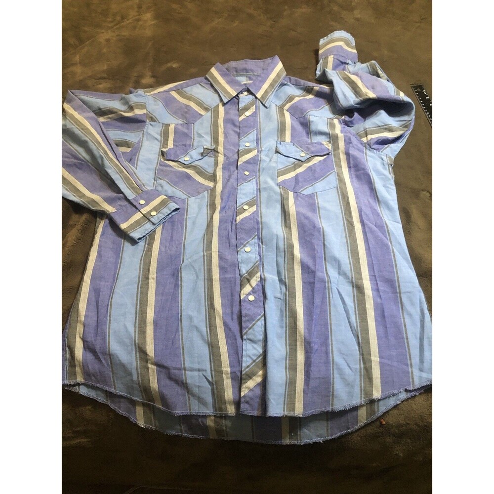 American Hero Men's Large Vintage 90s Pearl Snap Shirt Striped Western Rodeo